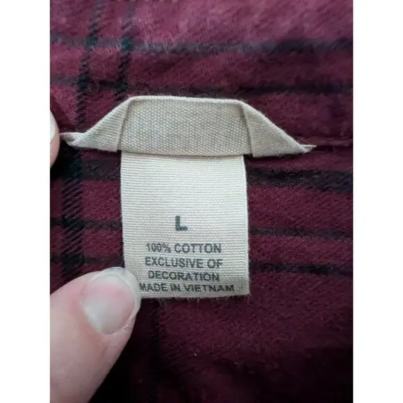 Duluth Trading Co Free Swingin Flannel Shirt Womens Large Red Plaid Button Down - Picture 9 of 9